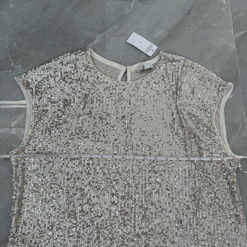 Women’s Cece Sleeveless Sequin Peplum Ruffle Top Party Holiday Size Large - Picture 15 of 16
